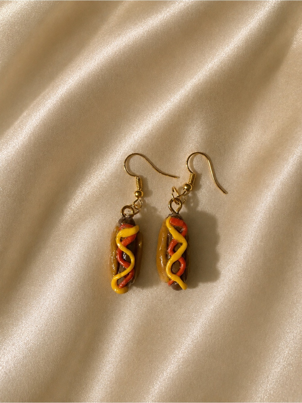 Novelty Hot Dog Dangle Earrings